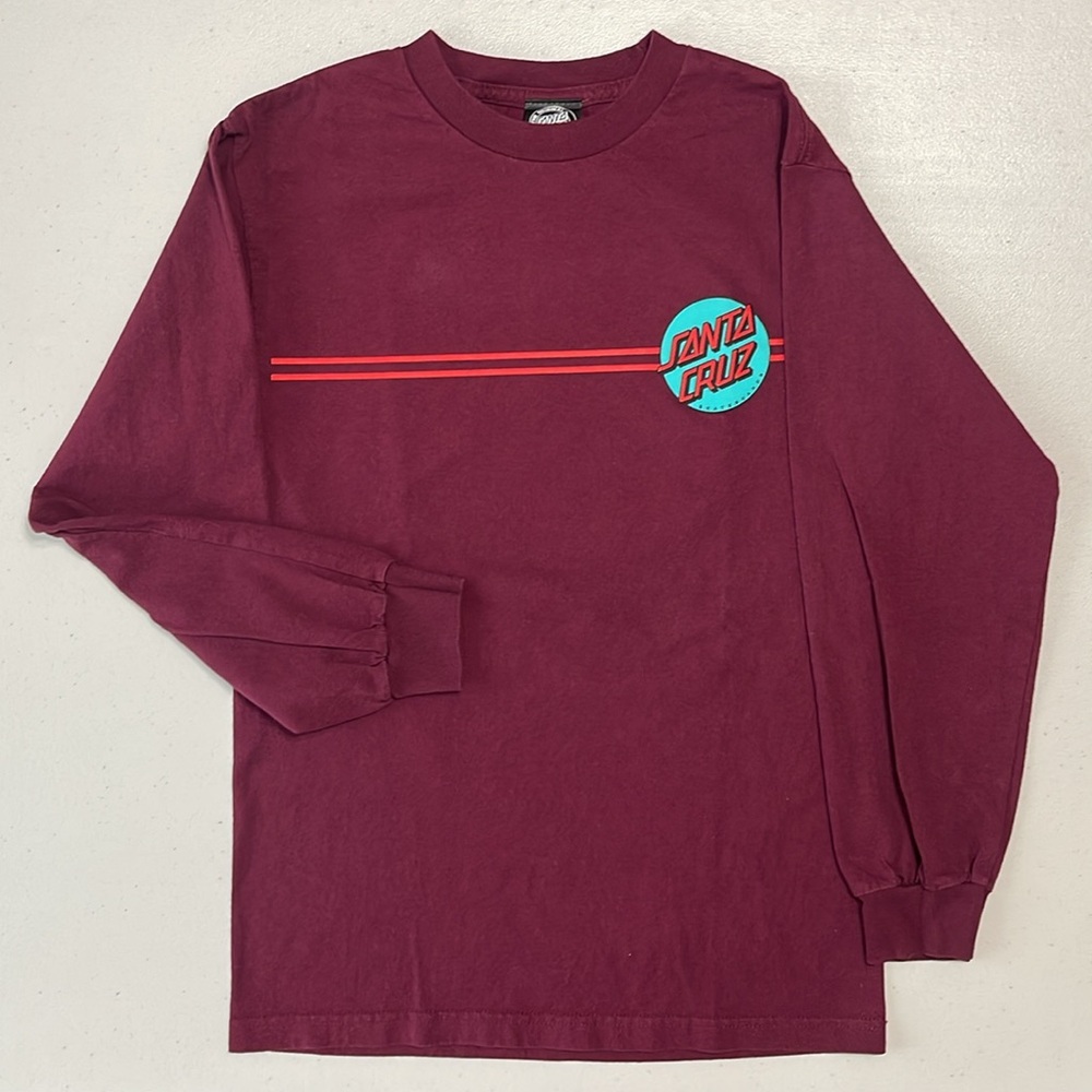 Santa Cruz Skateboards Classic Burgundy Logo Long Sleeve Cotton Tee - Small